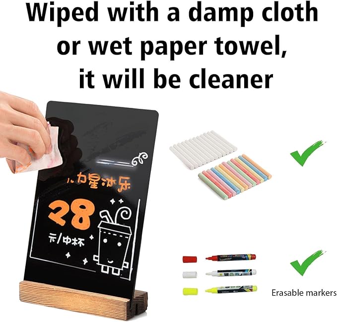 YEEON 3 Pack 8.7x12 in Desktop Small Chalkboard Sign with Wood Base