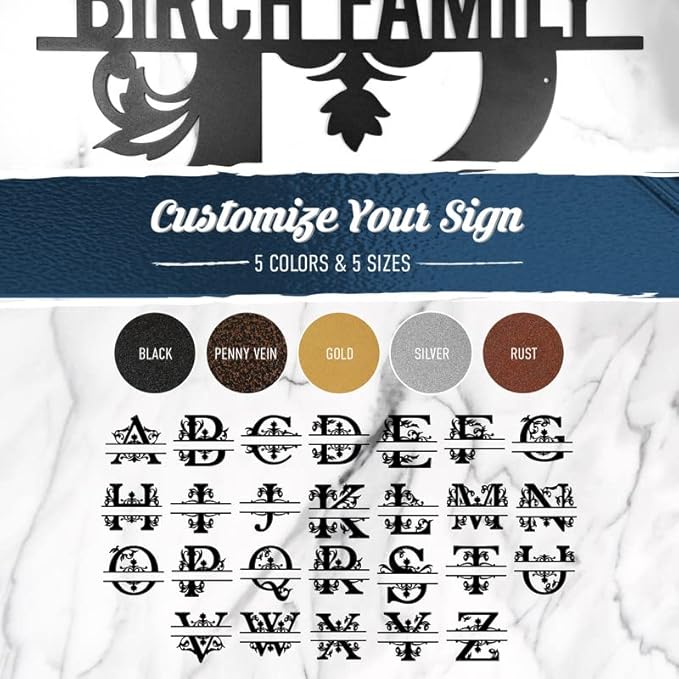 RealSteel Personalized Metal Monogram Sign - Family Last Name - Welcome - Indoor/Outdoor (12" Black)