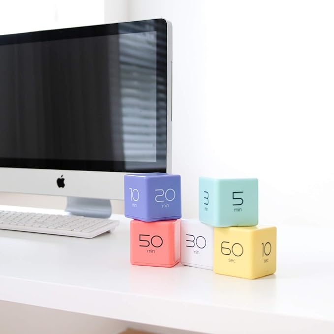mooas Cube Timer (Yellow), Timers Cube Flip Block Timers Productivity Gravity Sensor Time Management for Kids ADHD Classroom Kitchen Desk Workout Cooking Study 10, 20, 30, 60 Seconds Timer Setting