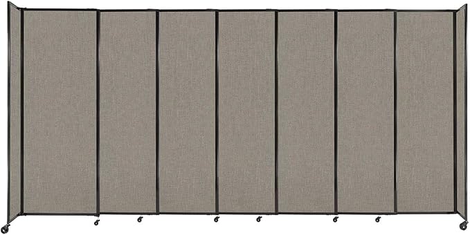 Versare Straightwall Sliding Portable Wall Partition | Freestanding Office Dividers | Locking Wheels | Temporary Room Separator | 15'6" Wide x 7'6" Tall Warm Pebble Fabric Panels