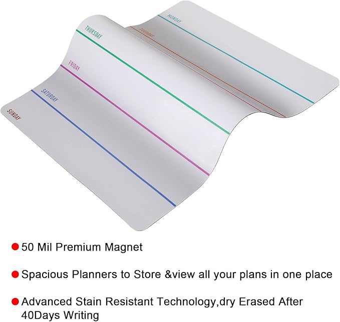 Outus 2 Pieces Magnetic Weekly Dry Erase Boards Erasable Weekly Calendars Whiteboard Planners with 2 Pieces Markers for Office, Home, School Supplies (Color 1, 9.4 x 7.5 Inch)