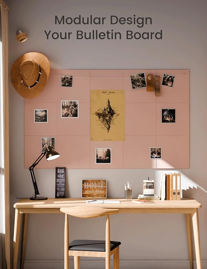 Fluxynara Large Felt Bulletin Board 48" x 36" Cork Board Alternative-12 Pack with 70 Safe Removable Adhesive Tabs, Cork Boards for Walls Cork Board for Home Office Classroom Pin Board - Coral