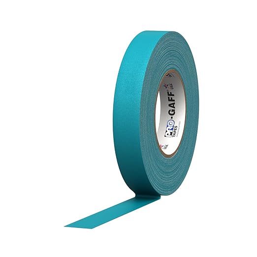 1" Width ProTapes Pro Gaff Premium Matte Cloth Gaffer's Tape With Rubber Adhesive, 11 mils Thick, 55 yds Length, Teal (Pack of 1)