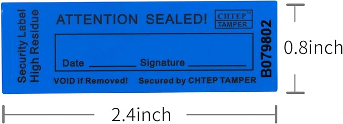 ChtepTamper 100 Pieces Total Transfer Tamper-Evident Stickers Security Labels Great for Goods Shipping,Exchange of Agency Files, Privacy Protection or More(Serial Number 0.8 * 2.4inches Blue)