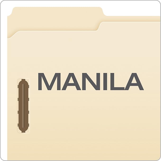 Pendaflex Manila File Folders Legal Size 2 Fasteners | 1/3 Cut Tabs | Reinforced Tabs | For Desk & Drawer | 50 Per Box, Pack of 5