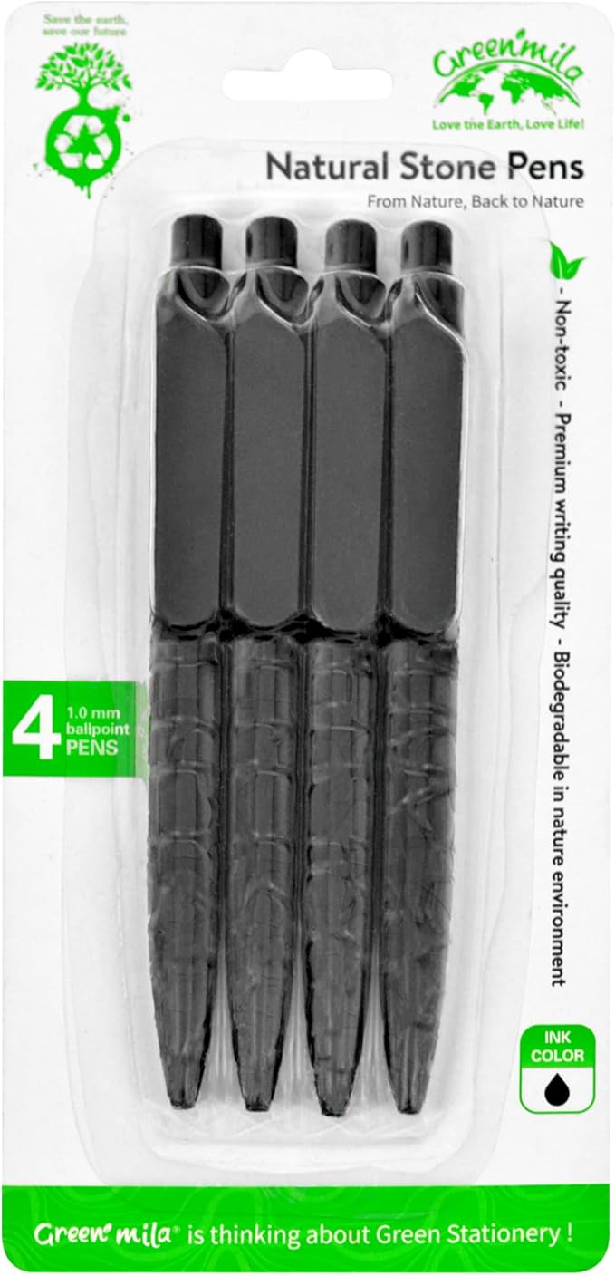 Green Mila Durable Pens, 1.0mm Ballpoint Pens Premium Writing Quality for School, Home & Daily Use - Pack of 4