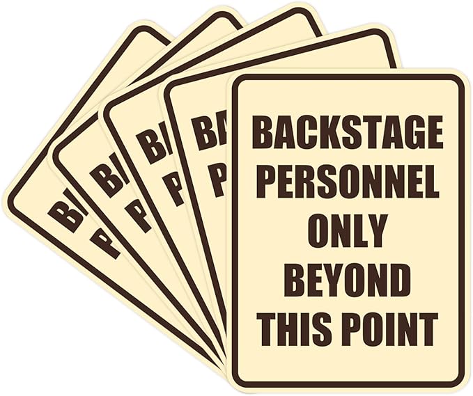 Portrait Round Backstage Personnel Only Beyond This Point Door or Wall Sign Easy Installation | Music | Concert | Festivals Sign (Ivory/Dark Brown) - Large (5 Pack)