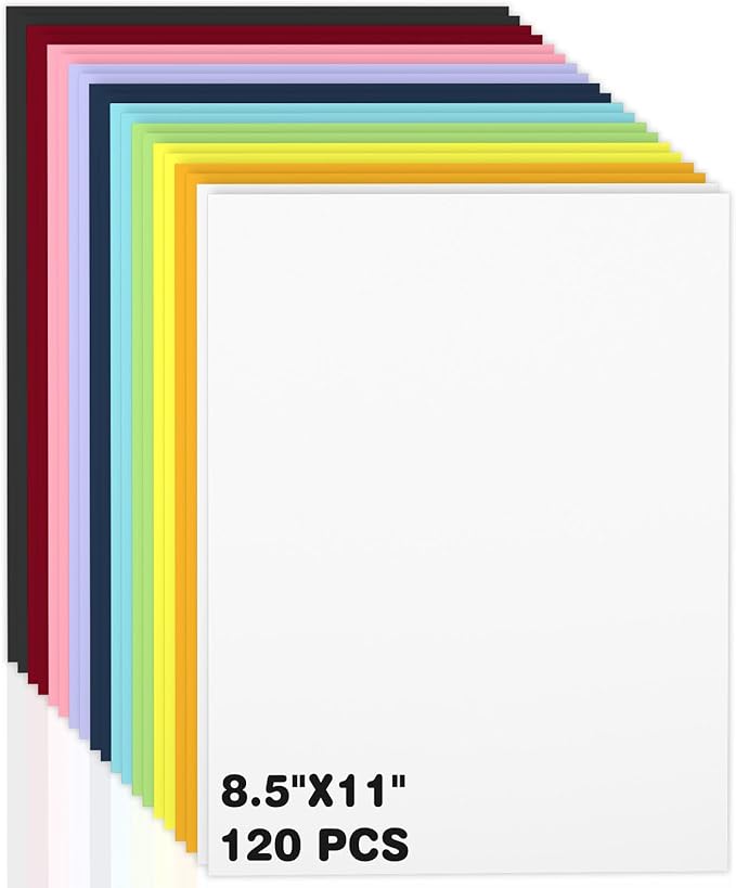 120 Sheets Colored Cardstock 8.5 x 11,10 Assorted Colors Heavyweight Cover Cardstock Printer Paper 8.5 x 11, 190 gsm Card Stock Paper for DIY, Printing, Wedding Invitations, School Cards & Crafts
