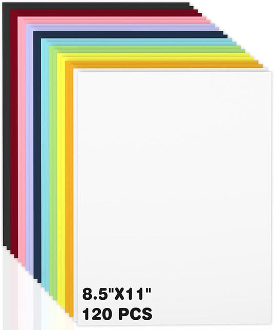120 Sheets Colored Cardstock 8.5 x 11,10 Assorted Colors Heavyweight Cover Cardstock Printer Paper 8.5 x 11, 190 gsm Card Stock Paper for DIY, Printing, Wedding Invitations, School Cards & Crafts
