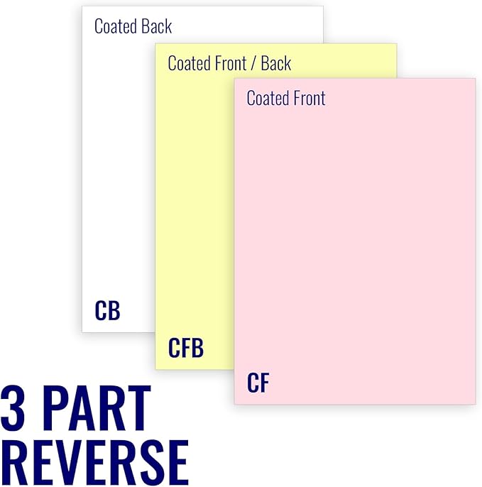 Superior 8.5 x 11 Carbonless Paper, 3 Part Reverse (Bright White/Canary/Pink), 833 Sets (2500 Sheets), 5 REAMS