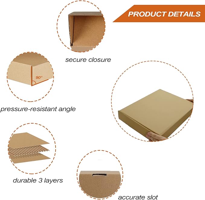 PHAREGE 13x10x2 inch Shipping Boxes Bulk 25 Pack Brown, Tab Lock Tuck Top Mailer Boxes for Packaging Small Business, Medium Cardboard Gift Boxes for Wrapping Mailing Present