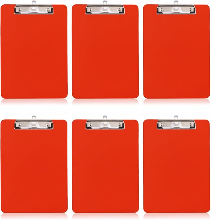 TFDLCG zm 6 PCS Clipboards Bulk Nurse Clipboard with Pen Holder,Plastic Clip Boards 8.5x11,A4 Letter Size Cute Clipboards for Women Kids Teacher,Classroom Office Home(Red)