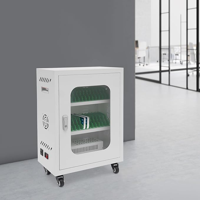 Rechargeable Mobile Phone Charging Cabinet,30 Slots Cell Phones Charging Station Portable Cellphone Charging Cart with Combination Lock, for Students and Employees, Tourists (30-Slots)
