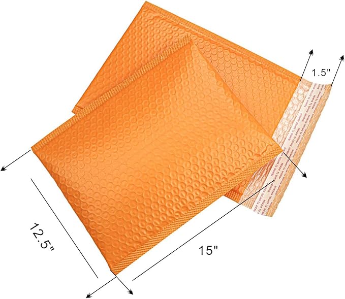 Shipping Bubble Mailers MEIANJU Padded Poly Mailer Envelopes L15xW12.5 inch Packaging Mailing Envelope Bags Shipping Bag Bulk Pack Self Seal Package Mail Packing Business Supplies,orange -25PCS