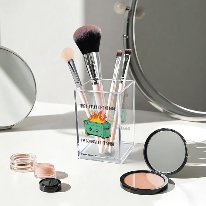 Vgrti This Little Light Of Mine I'm Gonna To Let It Shine Work Pen Holder Cup, Emotional Dumpster Makeup Brush Holder, Mental Health Gifts for Colleague Boss Teacher, End Of Year Gift for Women