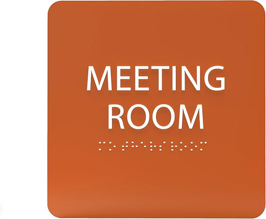 ADA CENTRAL SIGNS - 6" X6" Meeting Room Sign - ADA Compliant Tactile Graphics Grade 2 Braille Text Acrylic Wall Sign - Privacy Interview Room Name Door Sign for Schools Hospitals Offices & Apartments