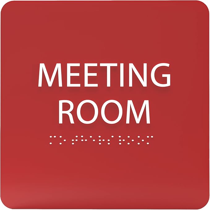 ADA CENTRAL SIGNS - 6" X6" Meeting Room Sign - ADA Compliant Tactile Graphics Grade 2 Braille Text Acrylic Wall Sign - Privacy Interview Room Name Door Sign for Schools Hospitals Offices & Apartments