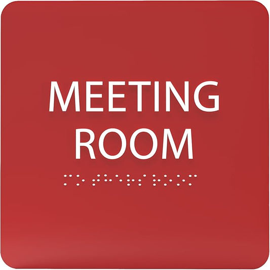 ADA CENTRAL SIGNS - 6" X6" Meeting Room Sign - ADA Compliant Tactile Graphics Grade 2 Braille Text Acrylic Wall Sign - Privacy Interview Room Name Door Sign for Schools Hospitals Offices & Apartments