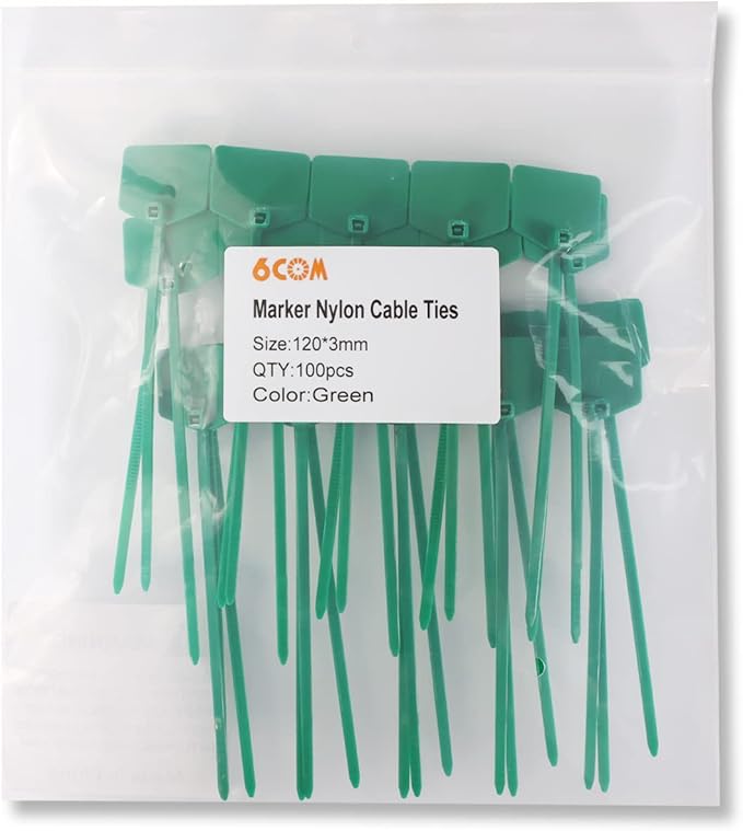 Waterproof Shipping Tags - Self Locking Nylon Writable Marker Ties for Luggage Identification, Plastic Straps Label Mark, Seal Zip Tie for Labeling - 100pcs (Green)