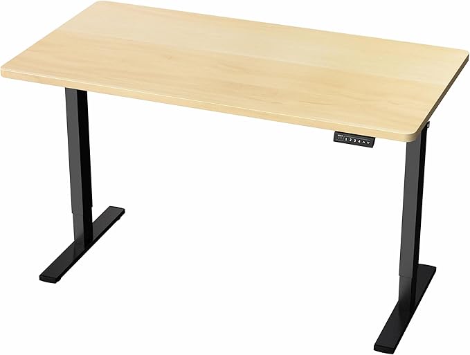 VIVO Electric 43 x 24 in Standing Desk, Memory Height Adjustment, 1B Series, Holds 220 lbs, One-Piece Light Wood Top, Black Frame, DESK-KIT-1B4C