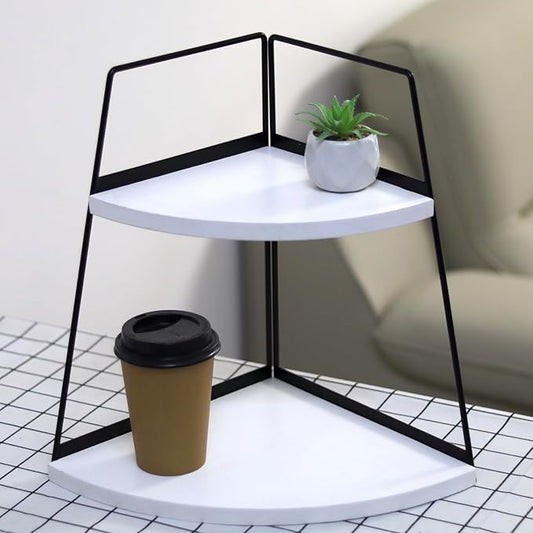 2 Tier Bathroom Counter Organizer,Standing Rack Cosmetic Holder,Wood Bathroom Organizer,Vanity Organizer Bathroom Counter Tray,for Bathroom,Bedroom (White)