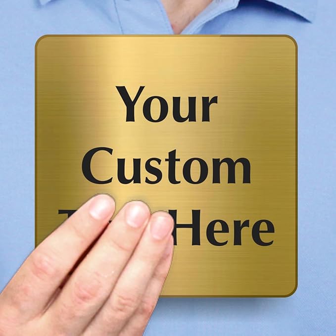 SmartSign Custom Brass Sign - 6" x 6", 40 mil REAL Bugle Brass Metal, Personalized Name Door Sign, Heavy-Duty Premium Engraved Door/Wall Mount Plaque for Business/Office, Gold and Black