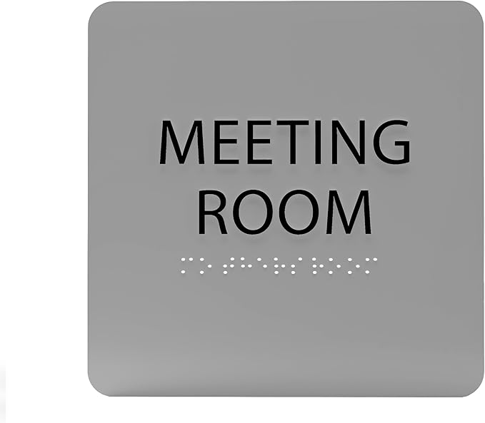 ADA CENTRAL SIGNS - 6" X6" Meeting Room Sign - ADA Compliant Tactile Graphics Grade 2 Braille Text Acrylic Wall Sign - Privacy Interview Room Name Door Sign for Schools Hospitals Offices & Apartments