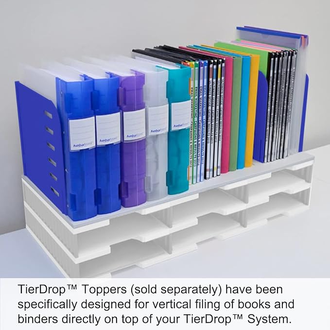 Ultimate Office TierDrop Jumbo 3-Compartment High-Wall (add-on Module) - Sorts Documents, Forms & Mail - Durable Construction Features Expandable, Modular, No-Tool Assembly Design (Gray w/Blue)