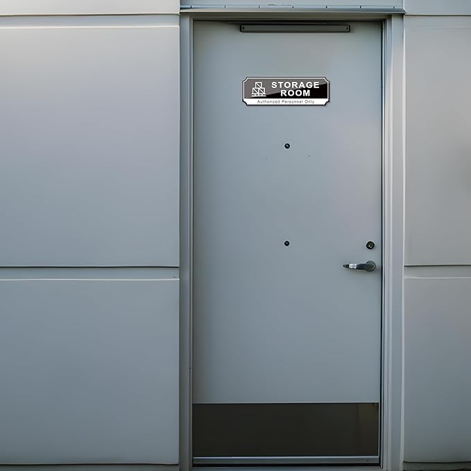 Storage Room Door Sign for Business, Self-Adhesive Durable Modern Storage Room Sticker, UV and Weather Resistant Authorized Personnel Only Signs for Home, Business, Restaurants, Private Area