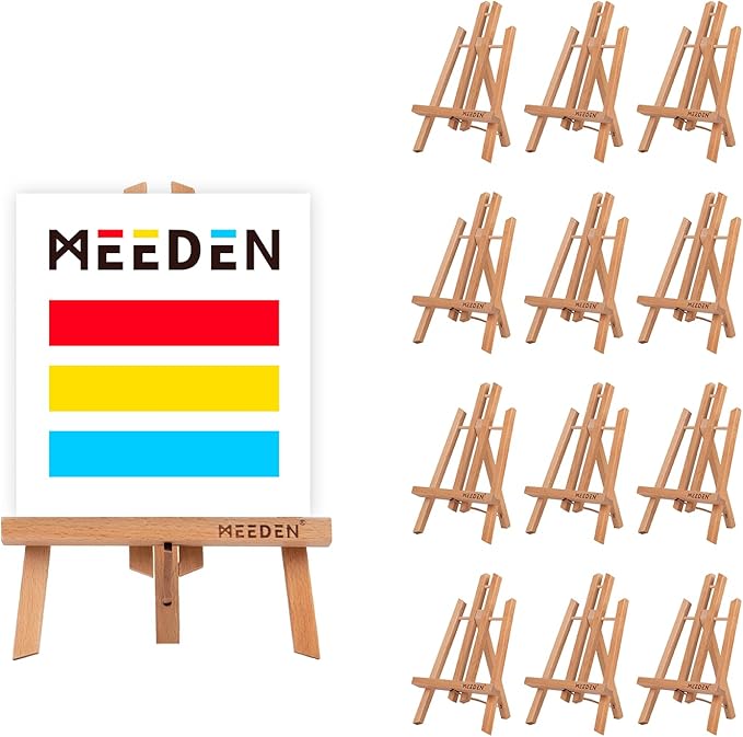 MEEDEN 12 Inch Small Tabletop Easel: 12 Pack Beech Wood Easel for Painting - Display Table Top Easel Canvas Stand for Painting Sign