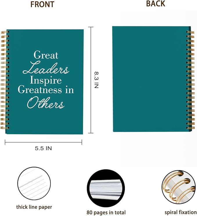 OXW Leadership Gifts Notebook Journal, Leader Gifts for Women Men, Meeting Notebook for Work, Thank You Gifts for Leader Boss Mentor Supervisor, Turquoise Spiral Notebook 5.5 x 8.3