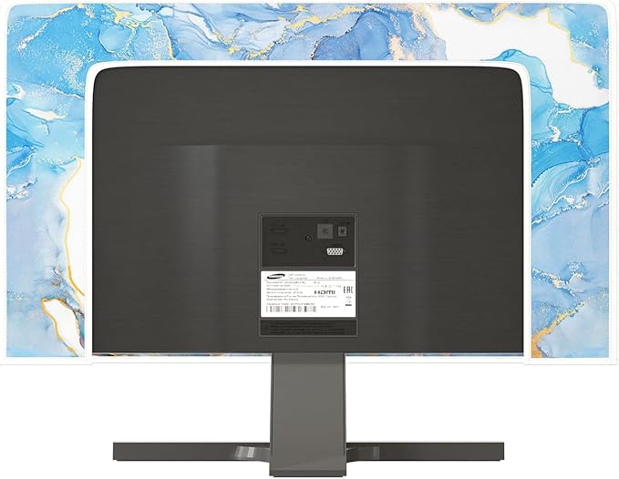 Baocicco Baby Blue Gold Marble Waterproof Screen TV Cover 75 Inch Modern Television Accessories TV LCD Fashion Weatherproof Screen TV Decorations for Tablet LED LCD OLED TVs