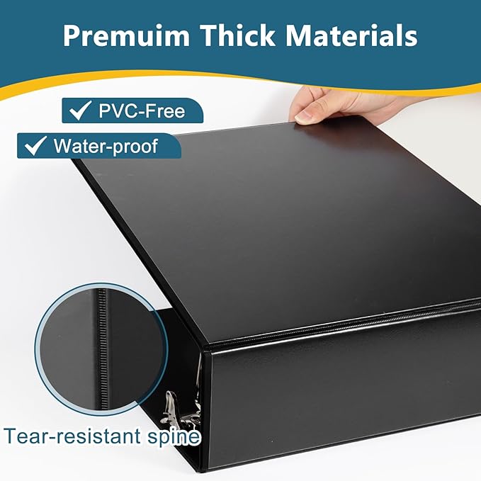 CIXILDTS 4" 3 Ring Binder, Standard 4-Inch Slant-D Ring Binder Fit Letter Size Paper, Presentation View Binders, 2 Packs, Black
