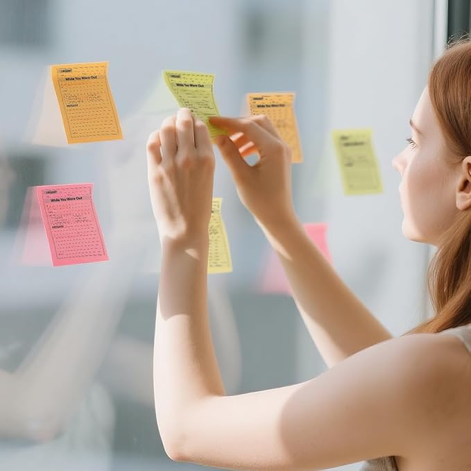 9 Pieces Phone Message Pads for Office, Big Sticky Notes for Wall, Assorted Colors Funny Office Sticky Notes, Urgent While You were Out Message Pad, Work Call, Teacher Supplies No Black Frame