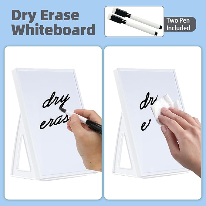 Dry Erase Board, Small Whiteboard with Stand, A4 Size 11.7 x 8.3 Inches with Two Dry Erase Markers