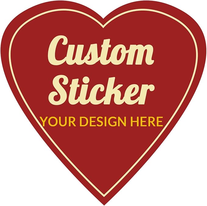 100-500 Pcs Custom Stickers Personalized Labels with Any Design Image Logo Text for Business Logo Thank You Labels,1/2/3/4 inch Customized Stickers(Heart)