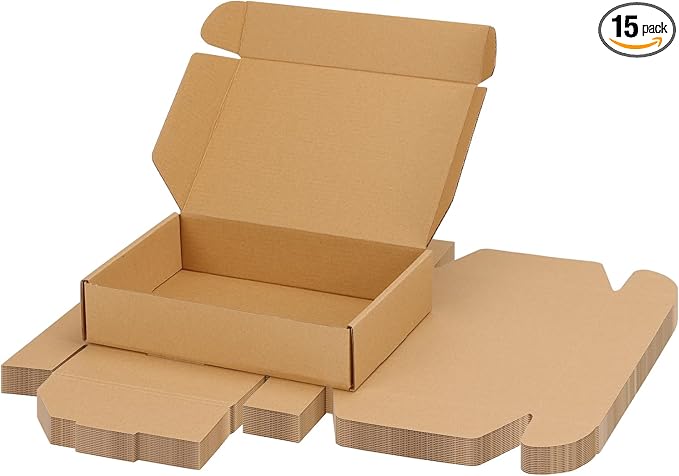 PHAREGE 9x6x2 Inch Shipping Boxes 15 Pack Brown, Tab Lock Tuck Top Mailer Boxes for Packaging Small Business, Cardboard Gift Boxes for Wrapping Mailing Present
