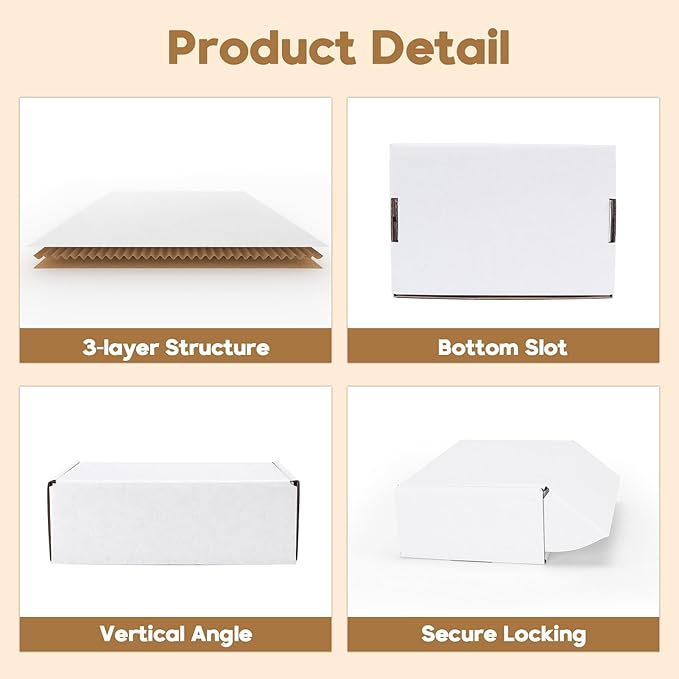 PHAREGE 6x4x2 inch Shipping Boxes Bulk 25 Pack White, Tab Lock Tuck Top Mailer Boxes for Packaging Small Business, Small Cardboard Gift Boxes for Wrapping Mailing Present
