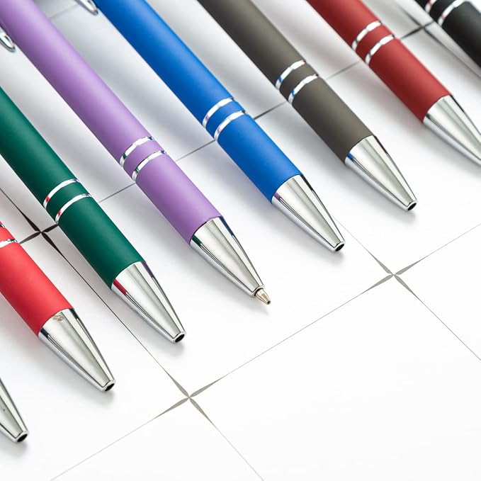 HEYZARDA Personalized Pens with Name Text Logo Custom Ballpoint Pen for Business Office Events with Stylus for Touchscreen 100 Pcs Dark Green