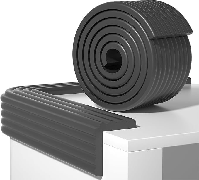 Edge Protector,Baby Proofing Baby Edge Protector Strip Safety,Soft Rubber Foam Padding,Edge Corner Guards Protector Corner Edge Bumpers for Furniture (Black, 16.4Ft x 3.93" W x 0.4" Th)