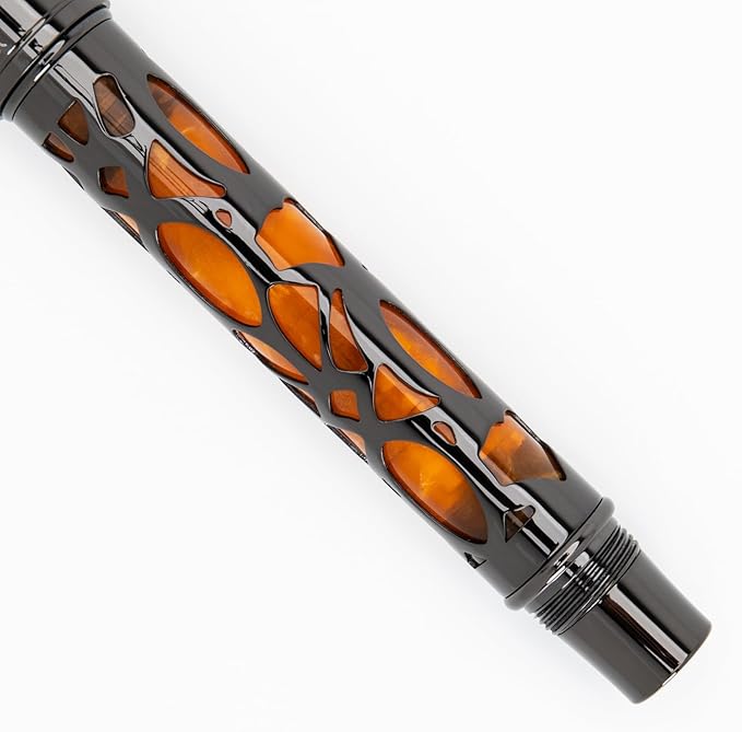 Conklin Endura Deco Crest Fountain Pen in Orange with Rose Gold Accents – Medium Nib, Refillable Luxury Writing Instrument
