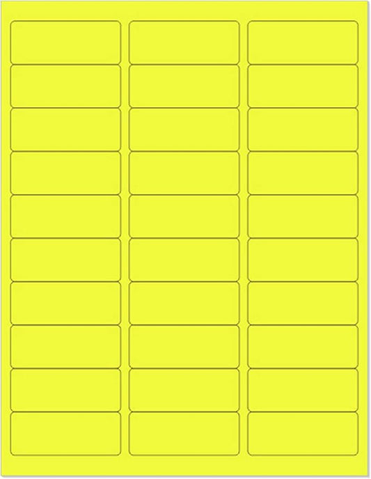 NextDayLabels - 8-1/2 x 11" Neon Color High Light Fluorescent Labels for Laser & Inkjet Printer (Yellow Fluorescent, 1" x 2-5/8" - 30 Per Page | 750 Labels)
