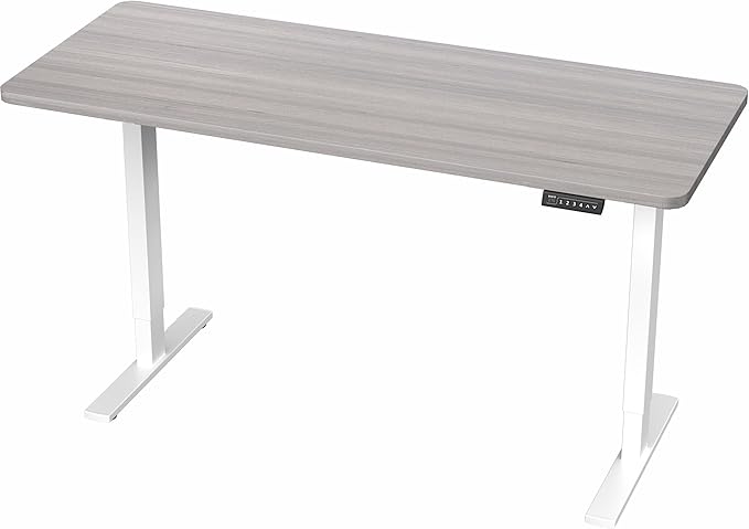 VIVO Electric 60 x 24 in Standing Desk, Memory Height Adjustment, 1B Series, Holds 220 lbs, One-Piece Dark Gray Top, White Frame, DESK-KIT-1W6G