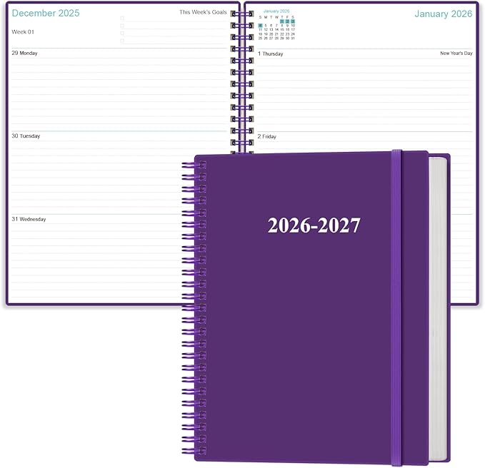 2026-2027 Planner - 18 Months Weekly & Monthly Planner from January 2026 - June 2027, Planners 2026-2027 with Elastic Closure, Inner Pocket, 8.5" x 11", Purple