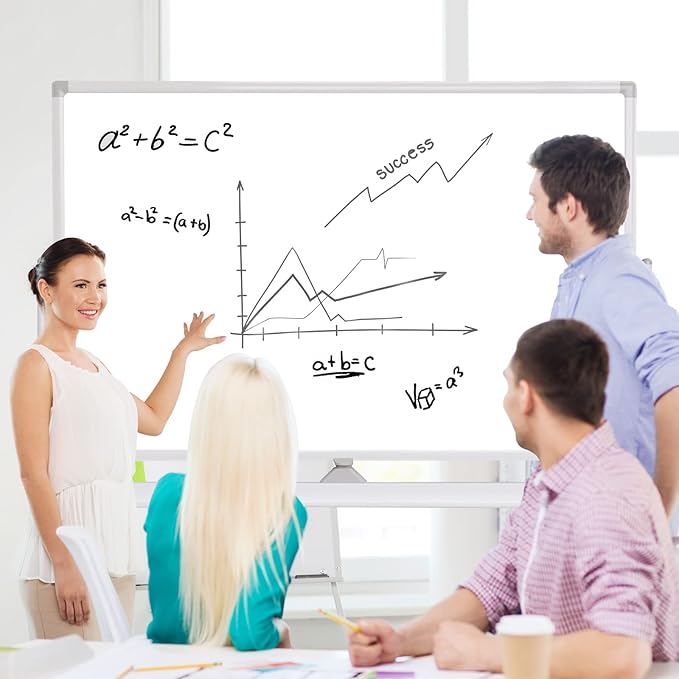 Adjustable Magnetic Mobile Dry Erase Board -48 x 32 Inches Whiteboard Stand with Easel, Lockable Rolling Stand - Double-Sided 80 ×120CM White