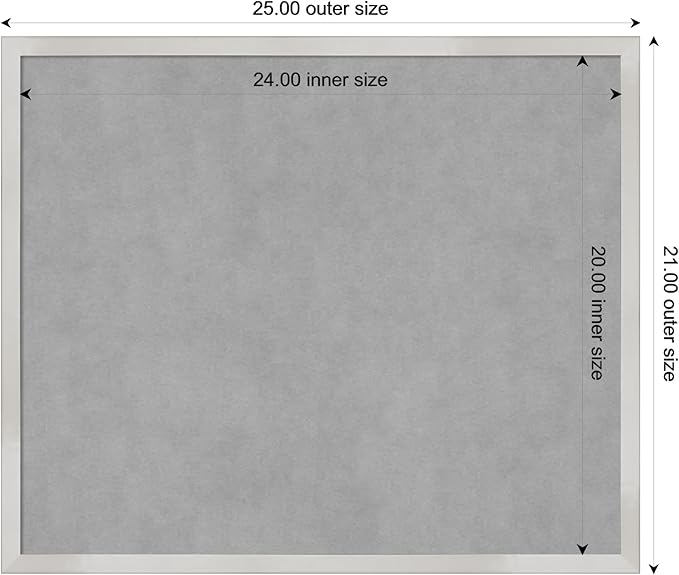 Amanti Art Silver Framed Magnetic Board 21x25 Medium Vision Board for use with Magnets, 100% Metal Sheet to Display Items as Office Decor or for Home Organization in mudroom, Kitchen or Kids Room