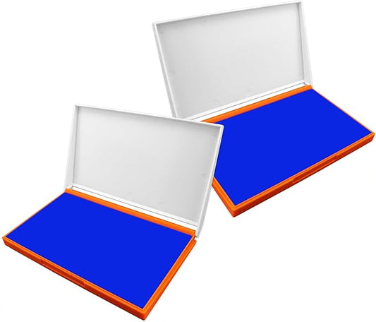 2 Pack Plastic Case Stamp Pad Large Size, Blue Color - Size: 4" x 7" - Choose from 15 Ink Colors
