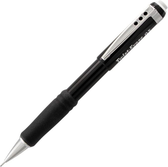 Pentel Twist Erase III Premium Mechanical Pencil 0.5mm 4 pack Assorted Barrels (1 each Black, Blue, Green, Violet)