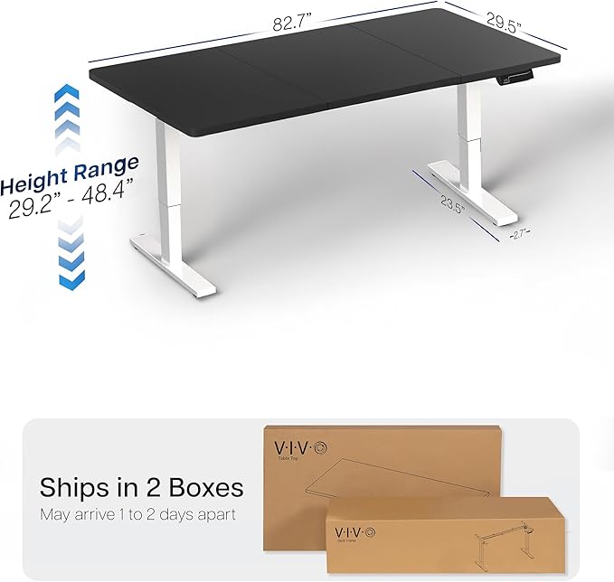 VIVO Large Electric 83 x 30 in Standing Desk, Memory Height Adjustment, 1B Series, Holds 220 lbs, Black Top White Frame, DESK-KIT-1W8B