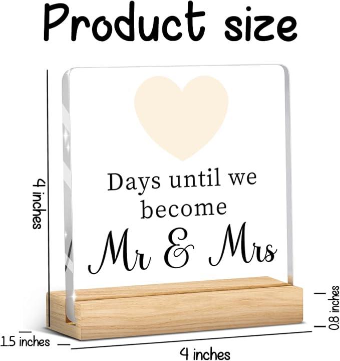 Wedding Engagement Gifts for Couples, Funny Wedding Countdown Acrylic Sign, Cute Engagement Gift for Newly Engaged Fiance, Bride to Be Gifts Ideas A 11